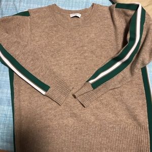 Sandro camel green stripe wool sweater